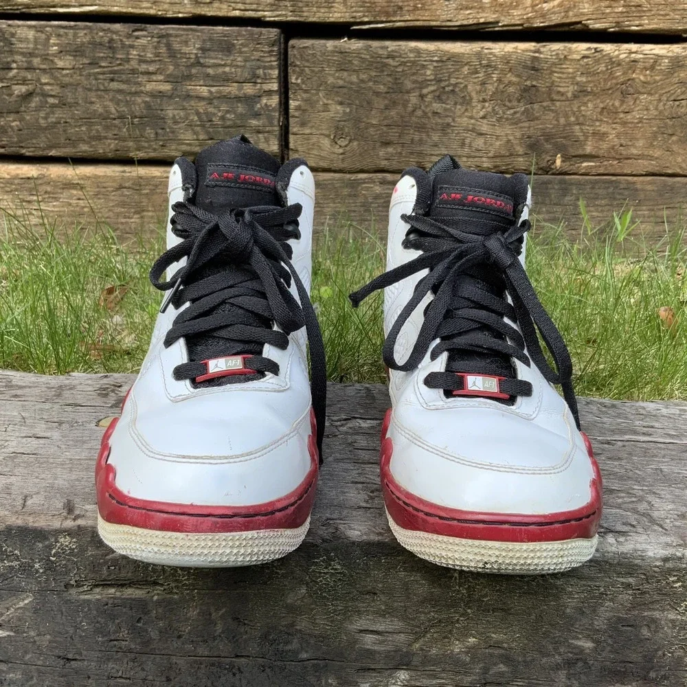 Nike Air Jordan Fussion 9 Red White Black Men Sneaker Size 9.5 Shoes 352753-102‎